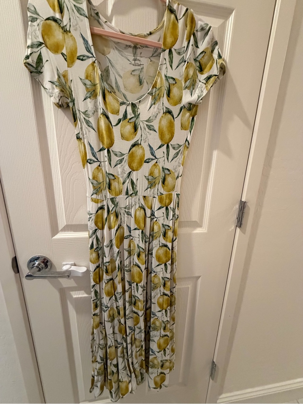 Posh Peanut Lemon-Print Short Sleeve Maxi Dress - Yellow & Green